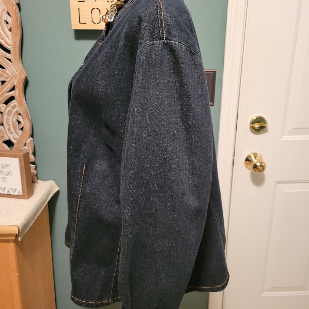 Liz Claiborne Jeans Denim Jacket – Petite 3X – Dark Blue – Button Front - Picture 6 of 14